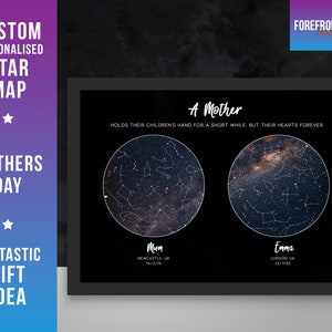Personnalisé Une carte des étoiles MÈRE / carte du ciel nocturne de la constellation - Fantastique cadeau / cadeau / CADEAU DE MÈRE / PARFAIT Nouveau cadeau de maman!