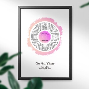 Personalised Song Lyric Soundwave Art - your choice of special song - Vinyl record design - Musical Gift- Song art Musician gift, Valentines