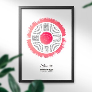 Personalised Song Lyric Soundwave Art - your choice of special song - Vinyl record design - Musical Gift- Song art Musician gift, Valentines