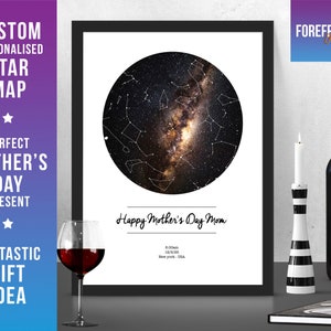 Personalisierte Happy Mother es Day Sternenkarte/ Sternbild individuelle Nachthimmel Karte- Fantastisches Geschenk für MAMA, MAMA, OMA Geschenk - Jeder Ort/ Zeit