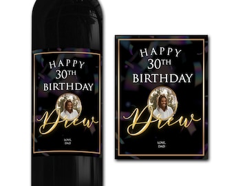 Personalised PHOTO wine bottle label 18th/21st/30th gift -Ideal Celebration/Anniversary/Birthday/Wedding gift personalized bottle label