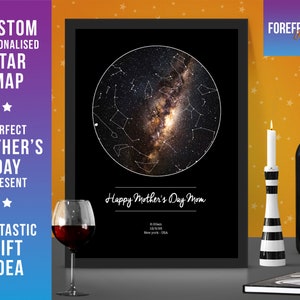 Personalisierte Happy Mother es Day Sternenkarte/ Sternbild individuelle Nachthimmel Karte- Fantastisches Geschenk für MAMA, MAMA, OMA Geschenk - Jeder Ort/ Zeit