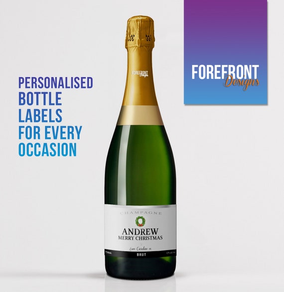 Personnalisé Noël Champagne étiquette cadeau pour un couple