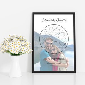 Personalisierte Sternenkarte / Sternbild Nachthimmel Karte - Fantastische Verlobung/Hochzeit/Valentinstagsgeschenk - Nachthimmel