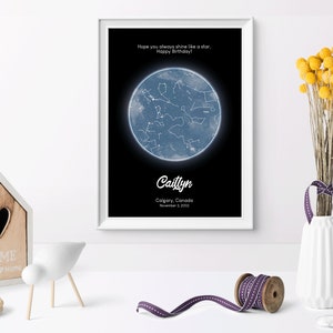 PERSONALISIERTE HAPPY BIRTHDAY Personalisierte Sternenkarte/ Sternbild Nachthimmel Karte - Fantastische Verlobung/Hochzeit/Valentinstagsgeschenk - Nachthimmel