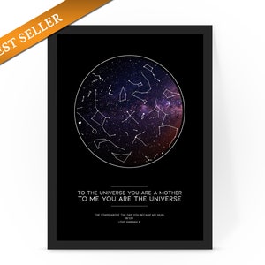 Personalisierte Beste Mama im Universum Nachthimmel Karte - Fantastisches Muttertagsgeschenk, besonderes Andenken, Jedes Datum, Uhrzeit, Ort