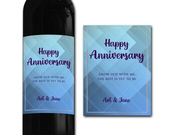 Etichetta per bottiglia personalizzata Happy Anniversary - Etichetta per bottiglia personalizzata ideale per festeggiamenti/anniversari/compleanni/matrimonio