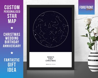 Forefrontdesigns Personalised Star Map - Custom Star Malta