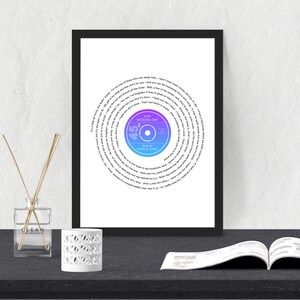 Impresión de música lírica de vinilo personalizada, Primera canción de baile, Arte de grabación personalizado, Impresión de tipografía, Impresión de vinilo de canción favorita, Arte de canción personalizado