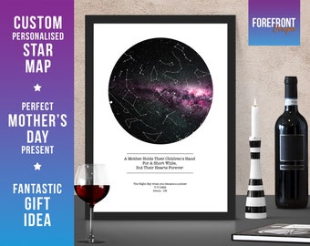 Personalised Mother's Day star map/constellation custom night sky map- Fantastic gift for,MOM,MUM,GRANDMA gift -  Wedding/Birthday/Present