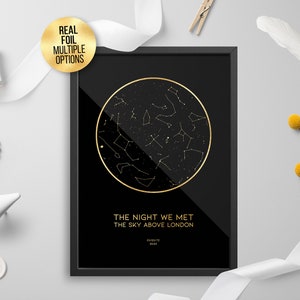 Personalizado PERSONALIZADO FOIL STAR MAP, constelación mapa del cielo nocturno - Carta estelar, Astrología, Impresión de lámina celeste, Oro / Plata / Oro rosa / cobre