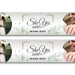 2 x Personalised She said yes wedding Photo Banners - Any Name, Age and Occasion Custom/Party Decoration/ Celebration party banner
