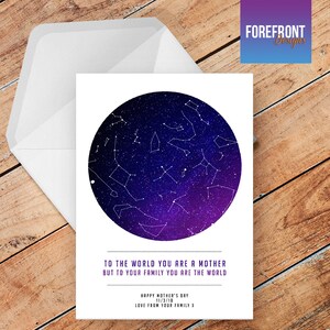 Personalised Mother's day STAR MAP card sky map /constellation night sky /mum/mom/grandma/mummy card A5 - special gift idea any occaion