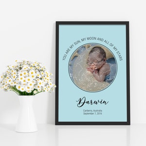 Personalisierte NEW BORN Personalisierte Sternenkarte/ Sternbild Nachthimmel Karte - Fantastische Verlobung/Hochzeit/Valentinstagsgeschenk - Nachthimmel
