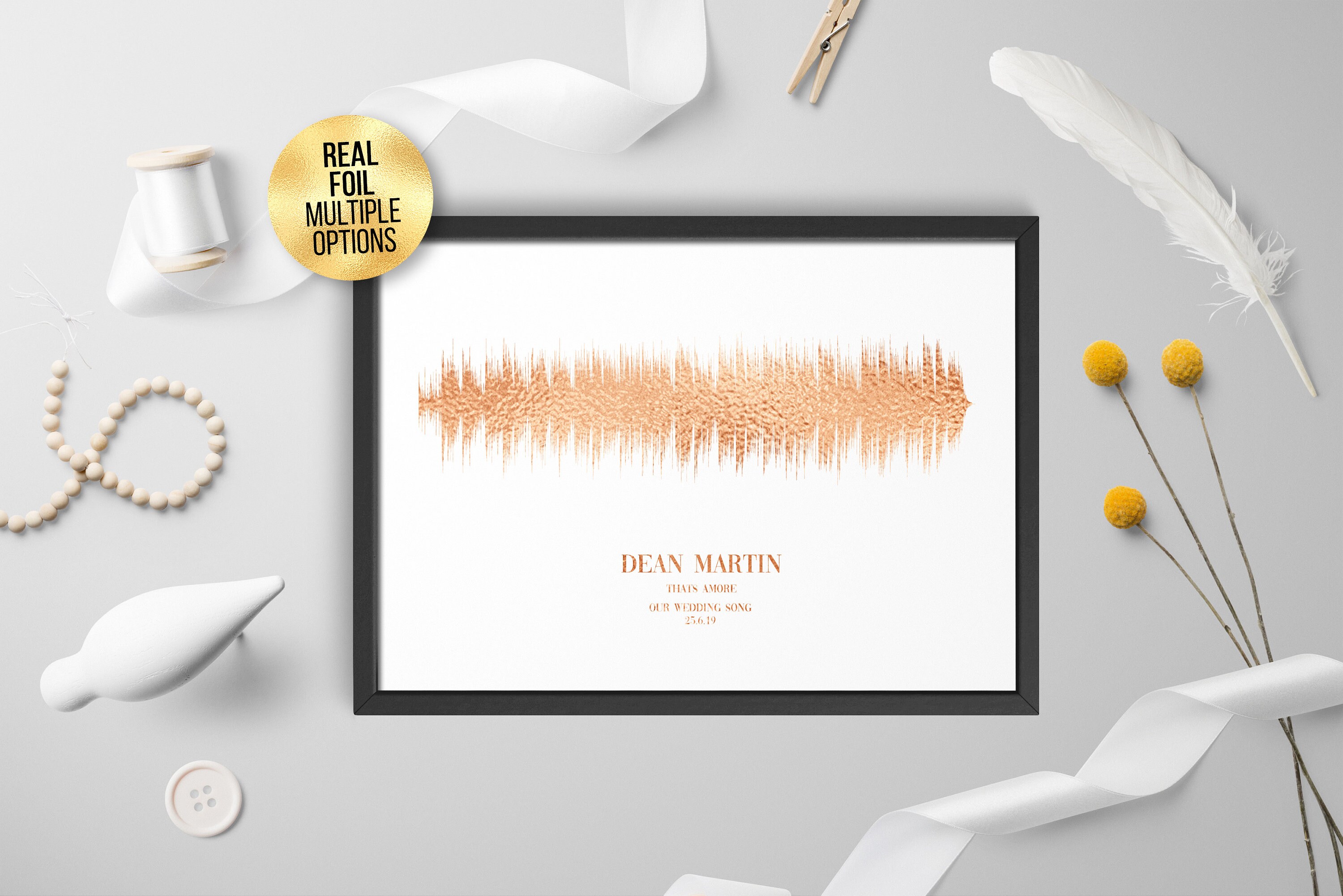 Custom FOIL Soundwave Art Print, Favourite Song/artist Fantastic Engagement - Metallic, Gold, Copper, Rose Gold, Silver foil Sound wave