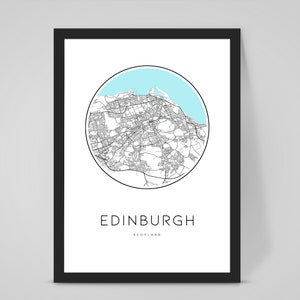 EDIMBOURG ECOSSE Personnalisé Carte de la Ville Affiche Art -Décoration intérieure/Wallart/Impression de bureau/Illustration de cuisine/ Art de la carte de rue de voyage moderne
