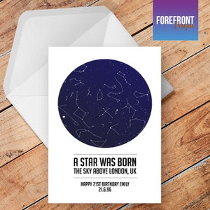 Carte de vœux personnalisée A STAR WAR BORN / carte de vœux du ciel nocturne constellation / anniversaire / nouveau-né / nouvel enfant / idée cadeau spéciale