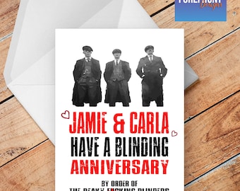 Personalised PEAKY BLINDERS spoof/funny anniversary/wedding greeting card - any occasion or event/Wording/anniversary/birthday/wedding