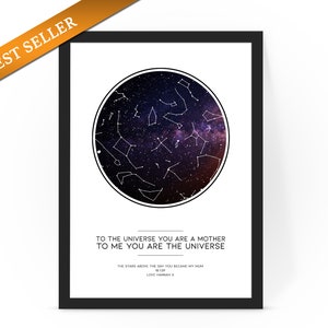 Personalisierte Beste Mama im Universum Nachthimmel Karte - Fantastisches Muttertagsgeschenk, besonderes Andenken, Jedes Datum, Uhrzeit, Ort