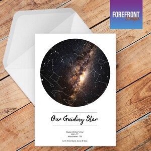 Gepersonaliseerde ONZE GUIDING STAR moederdag wenskaart sterkaart / sterrenbeeld nachtelijke hemel / mama / oma / mummiekaart A5 - speciaal cadeau-idee