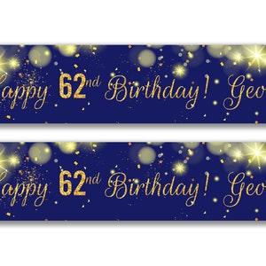 2 x Personalised Happy Birthday Party Banners - Any Name, Age and Occasion Custom/Party Decoration/ Celebration party banner garland