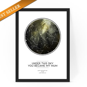 Personalisiert the night you became my mum star map - Traumhaftes Muttertagsgeschenk, besonderes Andenken, Jedes Datum, Uhrzeit, Ort