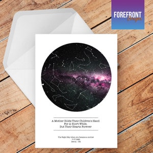 Cartão personalizado do dia das mães da MÃE/AVÓ mapa estrela/constelação céu noturno/mãe/avó/cartão da múmia A5 - ideia especial de presente