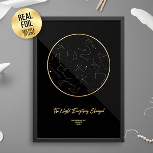Gepersonaliseerde De Nacht Alles Veranderde FOLIE STAR MAP, paar Astrologie cadeau - Star Chart Hemelse print, Goud / Zilver / Rose goud / koper