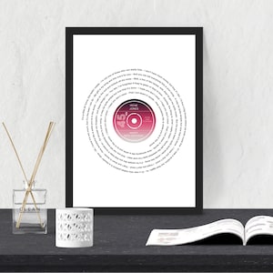 Impresión de música lírica de vinilo personalizada, Primera canción de baile, Arte de grabación personalizado, Impresión de tipografía, Impresión de vinilo de canción favorita, Arte de canción personalizado