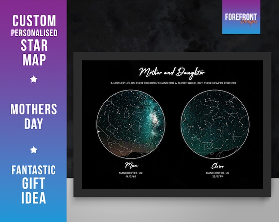 Personalised Mother and Daughter star map/constellation night sky map print  Fantastic Mother's day Gift/present/ PERFECT New mum gift!