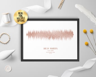 Custom FOIL Soundwave Art Print, Favourite Song/artist Fantastic Engagement - Metallic, Gold, Copper, Rose Gold, Silver foil Sound wave