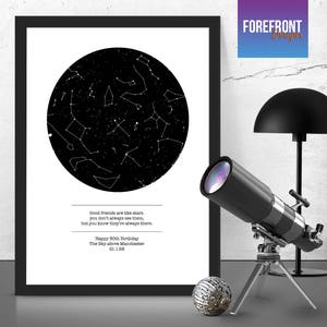 Personalisierte BEST FRIEND Sternenkarte/ Sternbild Nachthimmel Karte - Fantastischer Geburtstag/Hochzeit/Freundschaftsgeschenk Andenken - Jeder Ort/Zeit