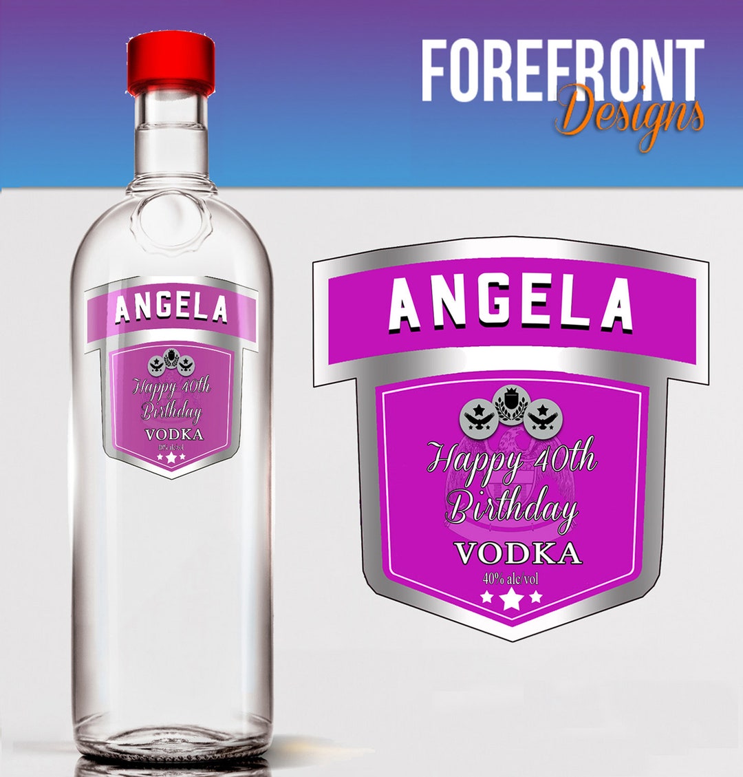 Personalised Pink Vodka Bottle Labelideal Celebration/birthday/wedding