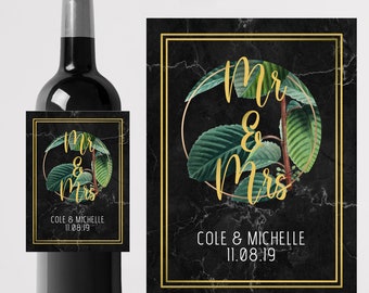 Personalised MR & MRS Couple Wine label Custom Wedding Favour/Gift/Thank you Personalized wedding marble ideas/Bride/Groom/Maid of honor