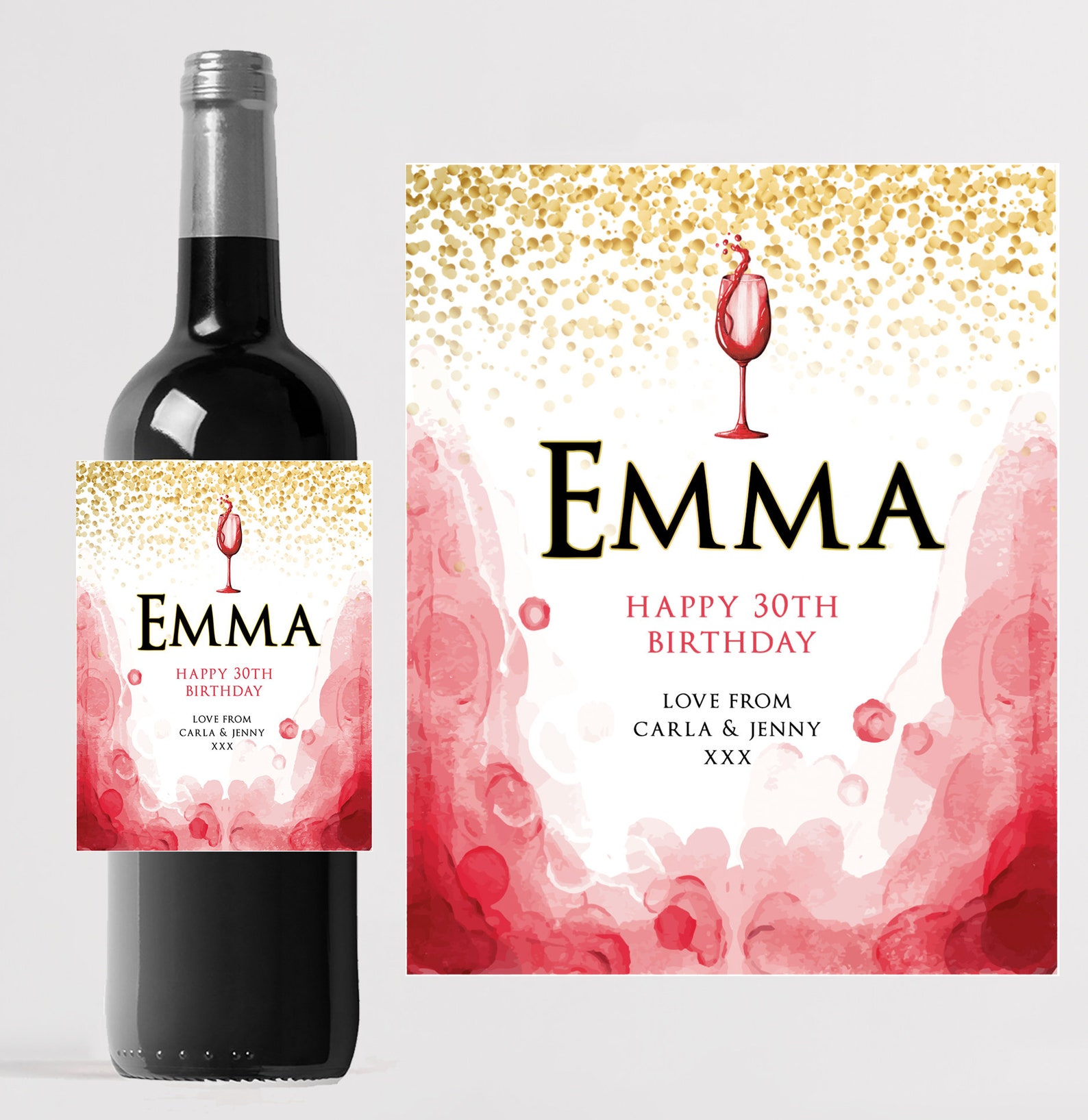 Personalised RED WINE Bottle Labelideal Etsy UK