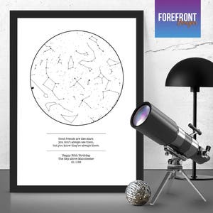 Personalisierte BEST FRIEND Sternenkarte/ Sternbild Nachthimmel Karte - Fantastischer Geburtstag/Hochzeit/Freundschaftsgeschenk Andenken - Jeder Ort/Zeit