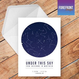 Personalisierte MuttertagSGESCHENK STERNKARTE Grußkarte 'under this sky' /Sternbild Nachthimmel/Mama/Oma/Mama Karte A5 - besonderes Geschenk