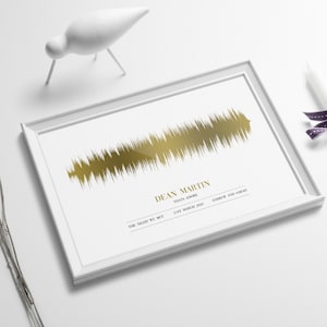 Impressão artística de onda sonora personalizada, música favorita, onda de voz/artista Fantástico noivado/casamento/presente de dia dos namorados Qualquer ocasião emoldurada/sem moldura