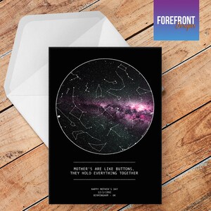 Gepersonaliseerde Moederdag STAR MAP wenskaart / sterrenbeeld nachtelijke hemel / mama / oma / mummiekaart A5 - speciaal cadeau-idee
