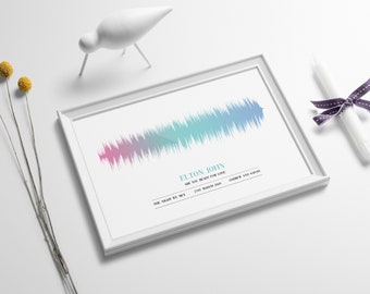 Custom Sound wave Art Print, Favourite Song, voice wave/artist Fantastic Engagement/wedding/valentine's gift Any Occasion framed/unframed