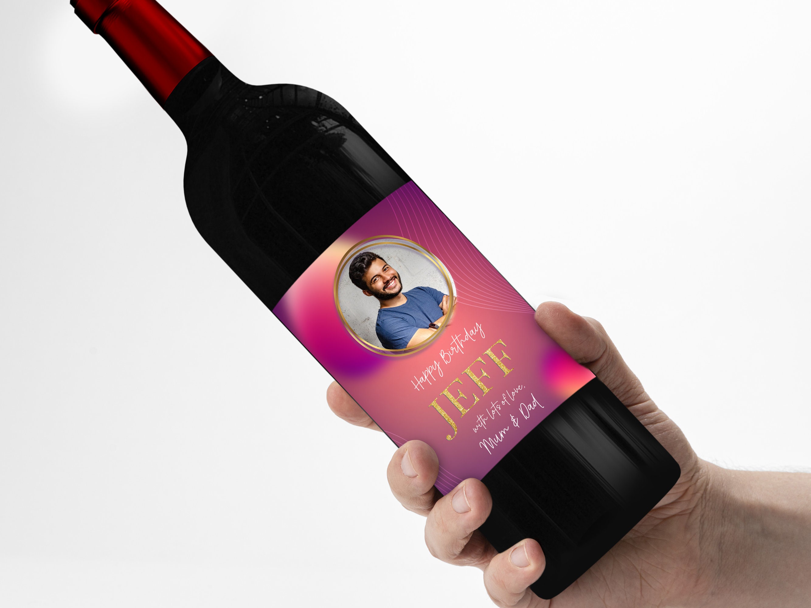 Bottiglia Di Vino Con Etichetta Personalizzata, Dedica E Decorazione Cuore Con Foto - Diversi - Foto 5