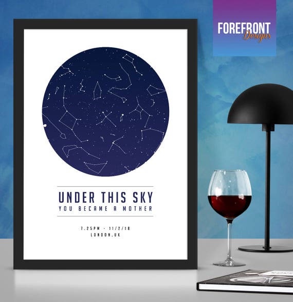 Personalised NEW Mother's Day star map/constellation night sky map print - Fantastic Mother's day Gift/present/ PERFECT New mother gift!