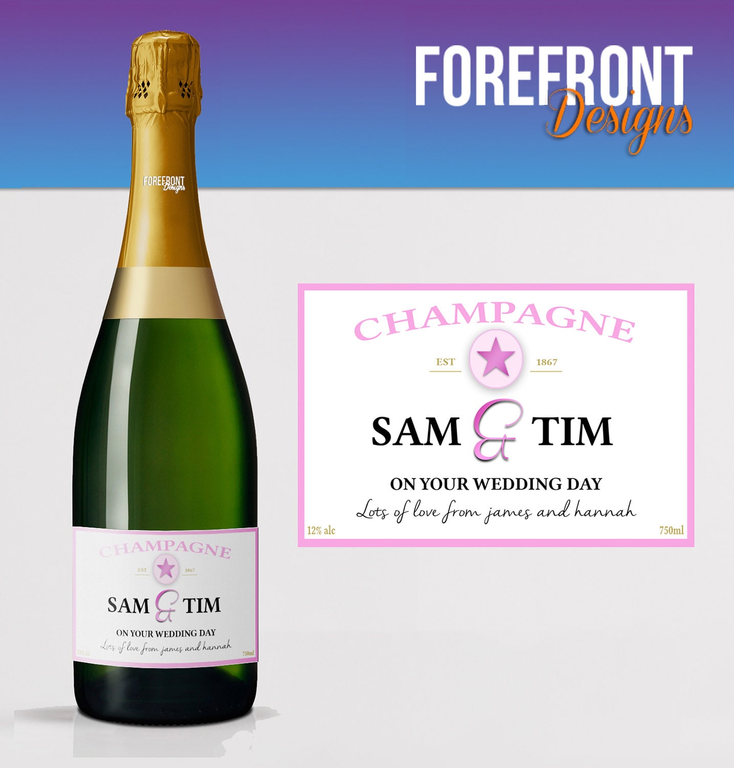 Personalised Champagne/Prosecco bottle label-Ideal Celebration/Birthday/Wedding/Engagement gift/ANY OCCASION or EVENT