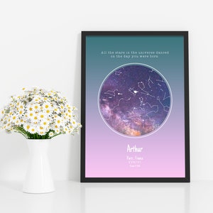Personalisierte UNIVERSUM Sternenkarte/ Sternbild Nachthimmel Karte - Fantastische Verlobung/Hochzeit/Valentinstagsgeschenk - Nachthimmel