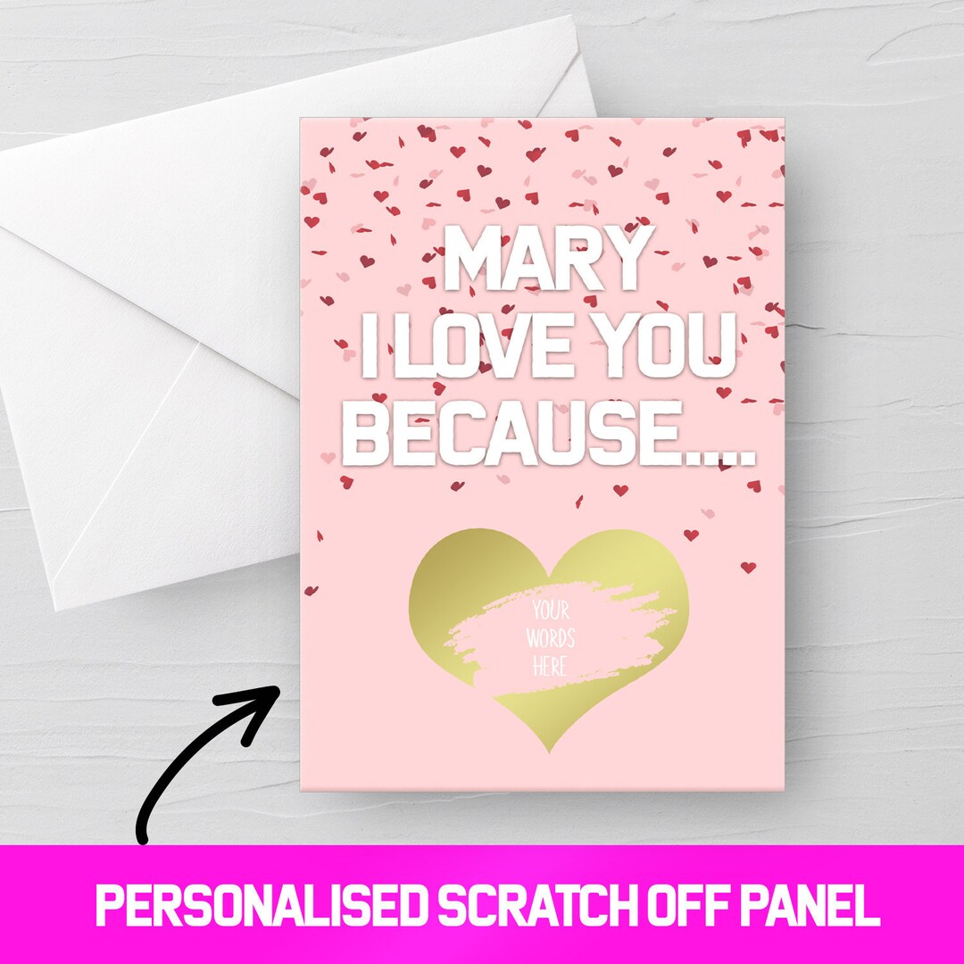 Happy Valentines Day personnalisé Scratch et révéler carte de vœux