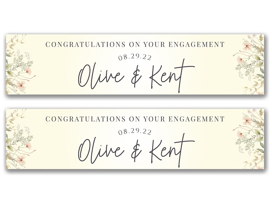 2 X Personalised Couple Engagement Party Banners Any Name, Age and
