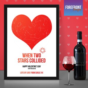Personalisierte Valentinstags-Herz-Sternenkarte/ Sternbild Nachthimmel-Karte - Traumhaft/Hochzeit/Geburtstag/Valentinstagsgeschenk - Jeder Ort/Zeit