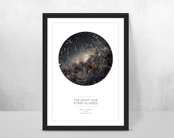 Personalised OUR STARS ALIGNED Couple star map/constellation night sky map - Fantastic Engagement/wedding/valentine's gift - Night sky