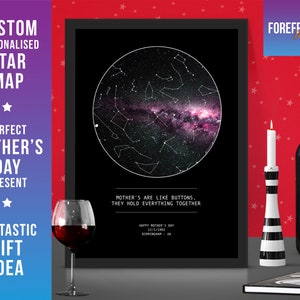 Personalisierte Personalisierte Muttertagssternkarte / Sternbild nachthimmel karte - Fantastisches Geschenk für MAMA, MAMA, OMA Geschenk - Jeder Ort/ Zeit