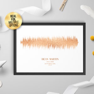 Custom FOIL Soundwave Art Print, Favourite Song/artist Fantastic Engagement - Metallic, Gold, Copper, Rose Gold, Silver foil Sound wave